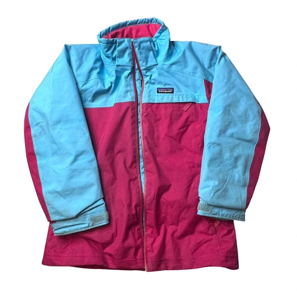 Patagonia Jacket Girls M‎ 10 Pink Blue Insulated Ski Snowboard 68525 Broken Zip